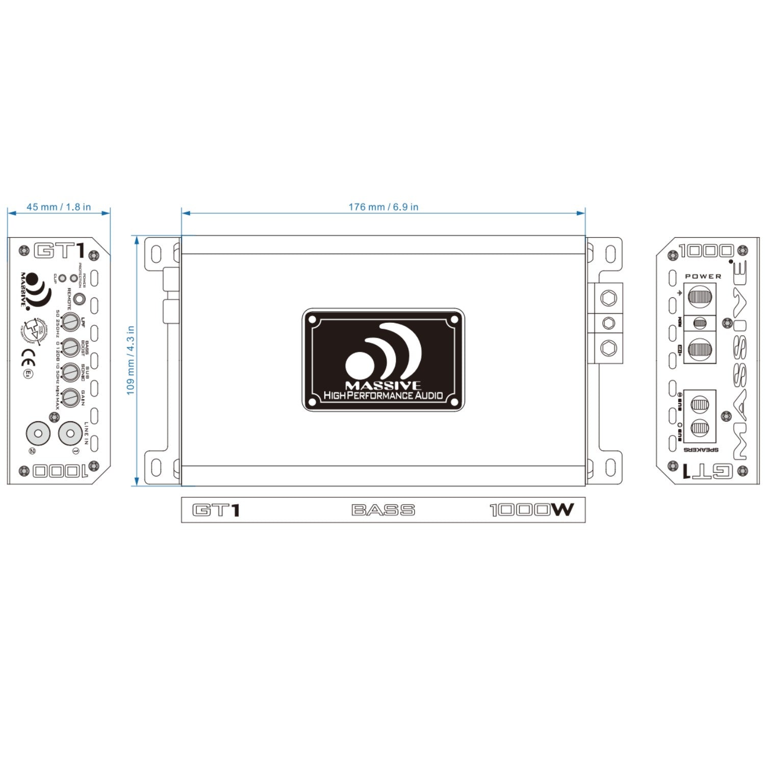 GT1 - 520 Watt RMS @ 1 Ohm Mono Block GT Series Amplifier