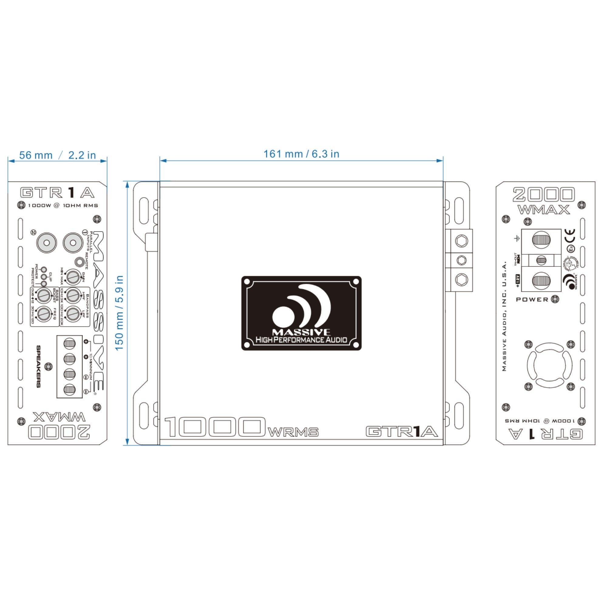 GTR1A - 1060 Watt RMS @ 1 Ohm Mono Block GT Series Full Range Amplifier